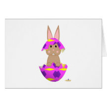 Tan Bunny Pink Decorated Easter Egg Greeting Card