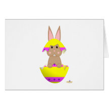 Tan Bunny Yellow Decorated Easter Egg Cards