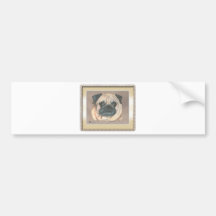 Tan Pug Portrait Bumper Stickers