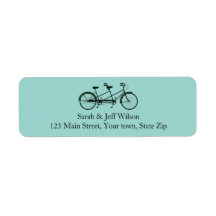 Tandem Bicycle Aqua Return Address Labels