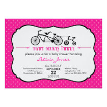 Tandem Bicycle Girl Baby Shower Invitation invitations