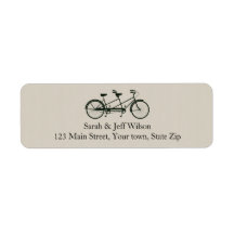 Tandem Bicycle Taupe Return Address Labels