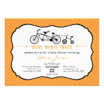 Tandem Bicycle Unisex Baby Shower Invitation invitations