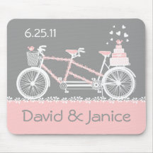 Tandem Bicycle Wedding Keepsake Mousepad