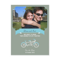 Tandem Bike (Blue / Grey) Save the Date Photo Post Card
