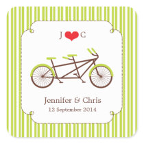 Tandem Bike (Green Stripes) Favour Sticker
