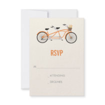 Tandem Bike Wedding RSVP - Orange Personalized Announcement