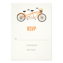 Tandem Bike Wedding RSVP - Orange Personalized Announcement