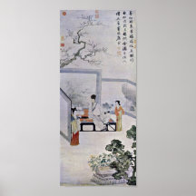 Tang Yin - le poète et deux courtisanes Posters