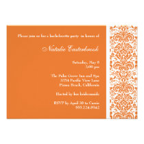 Tangerine Damask Bachelorette Party Invitation invitations