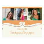 Tangerine dot photo graduation party announcement postcards