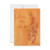 Tangerine Lovebirds Etching Save the Date Custom Announcements