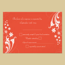 Tangerine Orange and Cream Floral Swirls RSVPs invitations