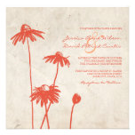 Tangerine Orange Chic Flower Wedding Invitation