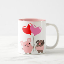 Tangled Hearts (Cartoon Pigs) Mug