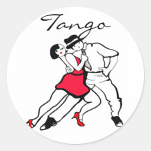 Tango Dancers Round Stickers