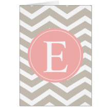 Tank Peach Pink Chevron Monogram Greeting Cards