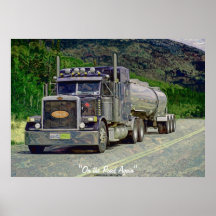 Tanker Truck Highway Driving Transport Art Poster