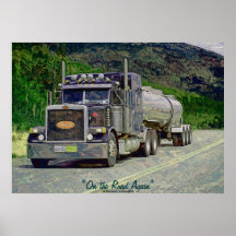 Tanker Truck Highway Driving Transport Art Poster