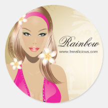 Tanning Salon Sticker Pink Woman Gold