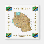 Tanzania Map + Flags Magnet