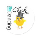 Tap Dancing Chick 4 Round Stickers