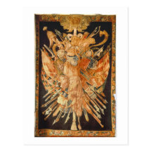 Tapestry depicting war trophies (textile) postcards