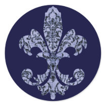 Tapestry Fleur de lis 1 Round Sticker
