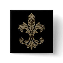 Tapestry Fleur de lis 4 Buttons