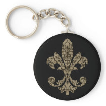 Tapestry Fleur de lis 4 Keychains
