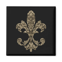 Tapestry Fleur de lis 4 Fridge Magnets