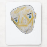 Tapis de souris chauve aux yeux bleus d'homme