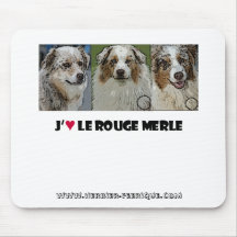 Tapis de souris "J'aime le rouge merle"