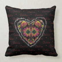 Tapisserie de coeur de dahlias oreiller