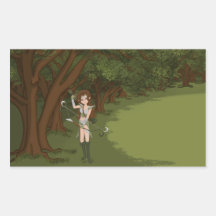 Taren the Archer Warrior Elf Girl Rectangular Stickers