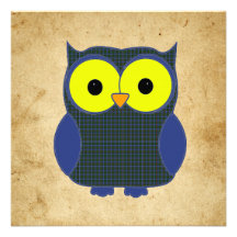 Tartan Plaid Owl Birthday Custom Invitation