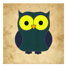 Tartan Plaid Owl Birthday Invites