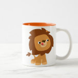 Tasse avide mignonne de lion de bande dessinée tasses