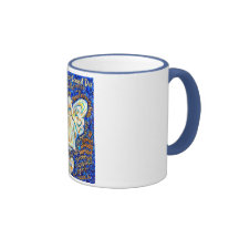 Tasse d'ange de Cancer de bleu et d'or