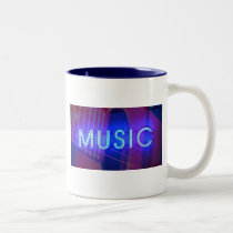 Tasse de café au néon de musique tasses