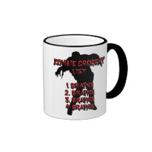 Tasse de café de liste d'épicerie de zombi