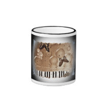 Tasse de café de style bohème de piano de sépia tasses