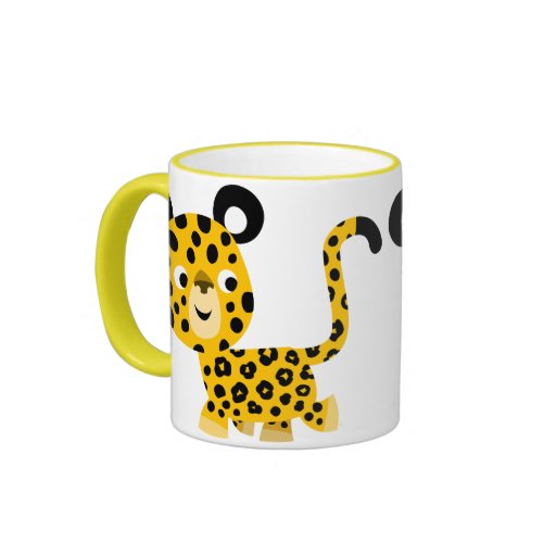 Tasse de sourire de léopard de bande dessinée mign