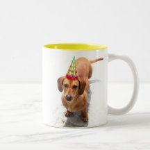 Tasse de teckel de joyeux anniversaire grande