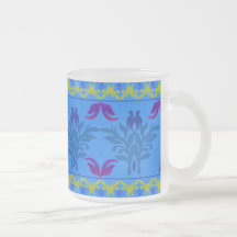Tasse en verre givré - bleu ethnique