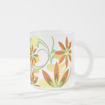 Tasse en verre givré - fleur orange