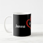 Tasse enlacée de couples personnalisée par coeurs