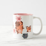 Tasse mignonne de famille de porc de bande dessiné