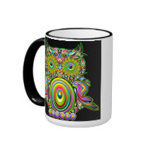 Tasse psychédélique de Popart de hibou