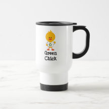 Tasse verte de voyage de poussin
